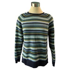 Lands’ End Heavy Knit Striped Crewneck Sweater Women’s Large